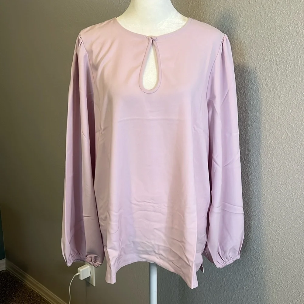 JCrew Puff Sleeve Satin Back Crepe Blouse Pink Size Large Tall NWT